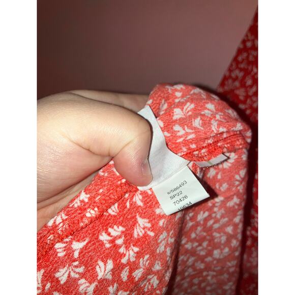 💥Loft red with white dainty floral wrap dress size small - Picture 5 of 6